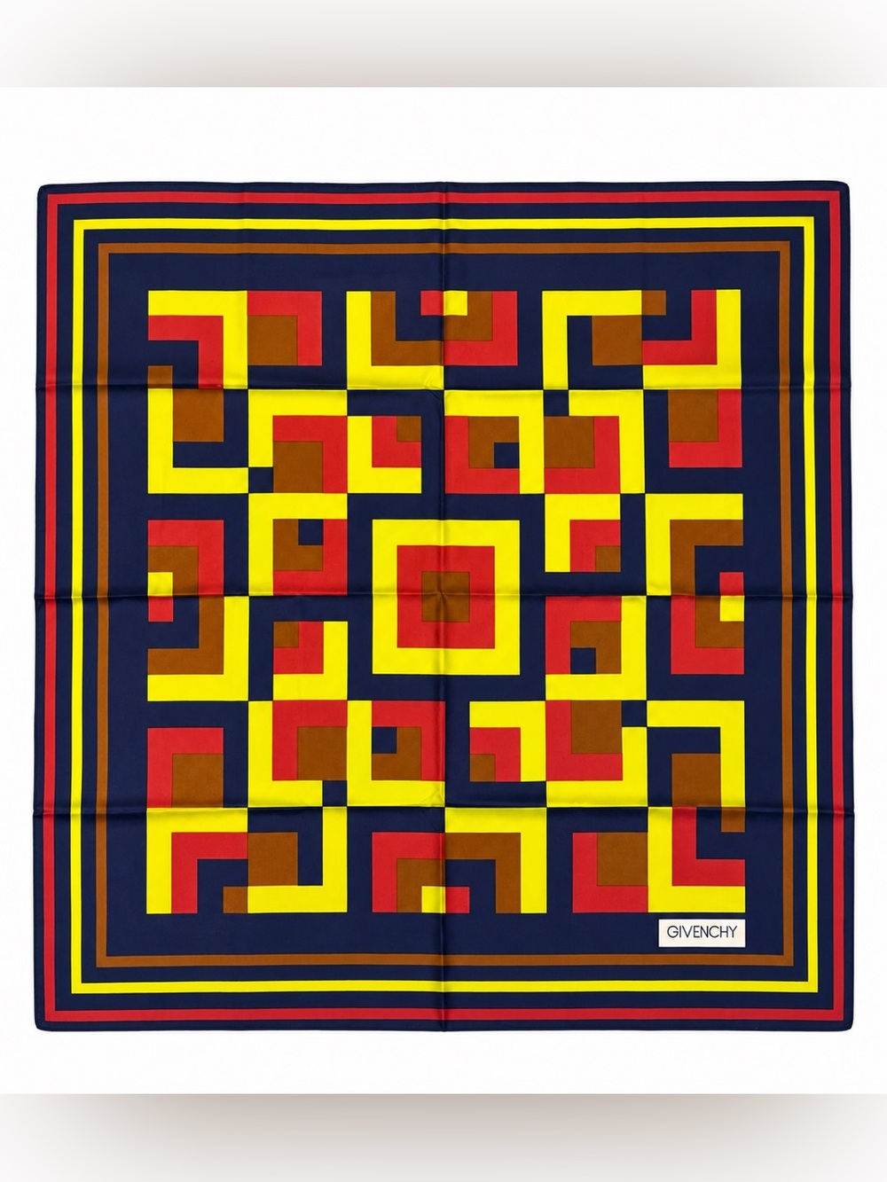 Givenchy Vintage Silk Geometric Grecca Key Print Scarf